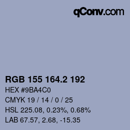 カラーコード: RGB 155 164.2 192 | qconv.com