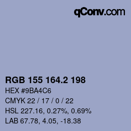 カラーコード: RGB 155 164.2 198 | qconv.com