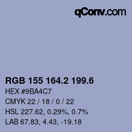 カラーコード: RGB 155 164.2 199.6 | qconv.com