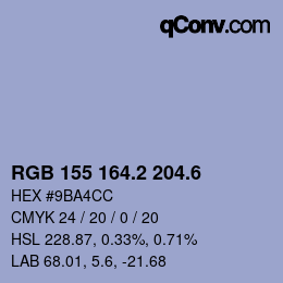 カラーコード: RGB 155 164.2 204.6 | qconv.com