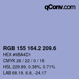 カラーコード: RGB 155 164.2 209.6 | qconv.com