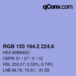 カラーコード: RGB 155 164.2 224.6 | qconv.com