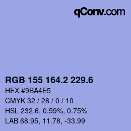 カラーコード: RGB 155 164.2 229.6 | qconv.com