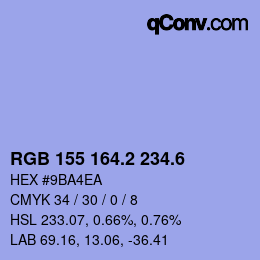 カラーコード: RGB 155 164.2 234.6 | qconv.com