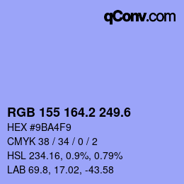 カラーコード: RGB 155 164.2 249.6 | qconv.com