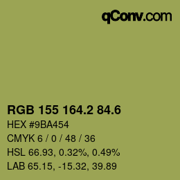 カラーコード: RGB 155 164.2 84.6 | qconv.com