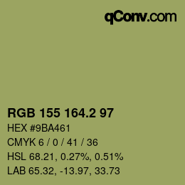 カラーコード: RGB 155 164.2 97 | qconv.com
