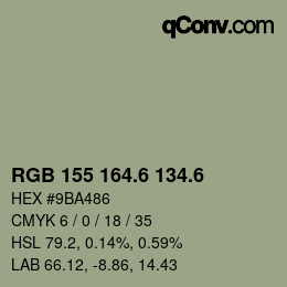 カラーコード: RGB 155 164.6 134.6 | qconv.com