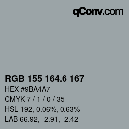 カラーコード: RGB 155 164.6 167 | qconv.com
