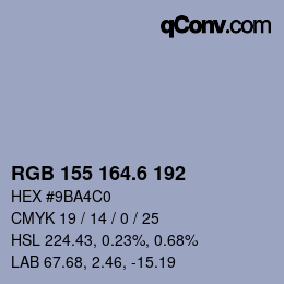 カラーコード: RGB 155 164.6 192 | qconv.com