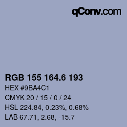 カラーコード: RGB 155 164.6 193 | qconv.com