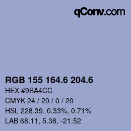カラーコード: RGB 155 164.6 204.6 | qconv.com