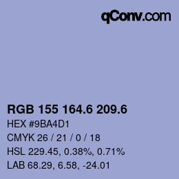 カラーコード: RGB 155 164.6 209.6 | qconv.com