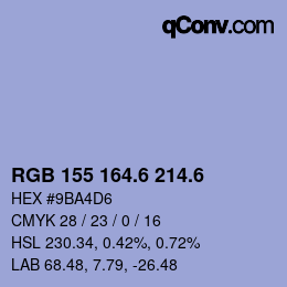 カラーコード: RGB 155 164.6 214.6 | qconv.com