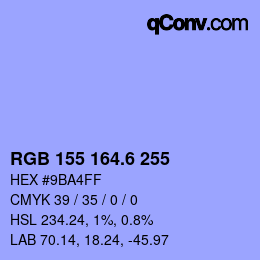 カラーコード: RGB 155 164.6 255 | qconv.com