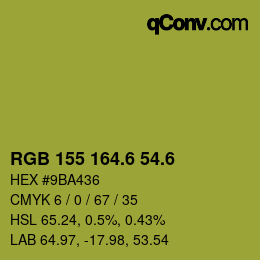 カラーコード: RGB 155 164.6 54.6 | qconv.com