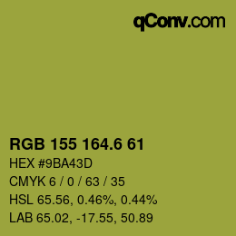 カラーコード: RGB 155 164.6 61 | qconv.com