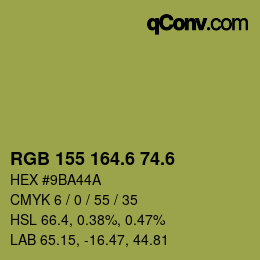 カラーコード: RGB 155 164.6 74.6 | qconv.com