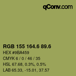 カラーコード: RGB 155 164.6 89.6 | qconv.com