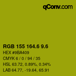 カラーコード: RGB 155 164.6 9.6 | qconv.com
