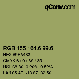 カラーコード: RGB 155 164.6 99.6 | qconv.com