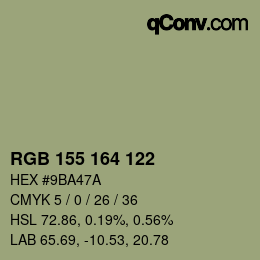 Color code: RGB 155 164 122 | qconv.com