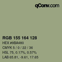 カラーコード: RGB 155 164 128 | qconv.com