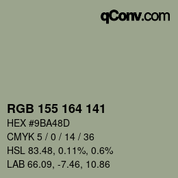 Color code: RGB 155 164 141 | qconv.com
