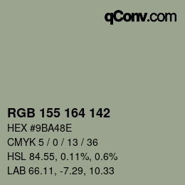 カラーコード: RGB 155 164 142 | qconv.com