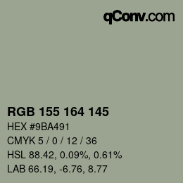 颜色代码: RGB 155 164 145 | qconv.com