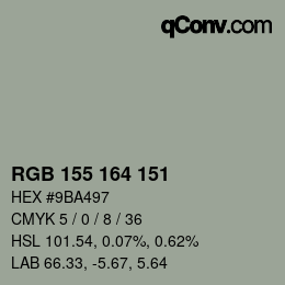 カラーコード: RGB 155 164 151 | qconv.com
