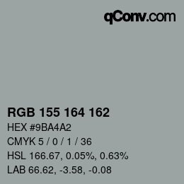 カラーコード: RGB 155 164 162 | qconv.com