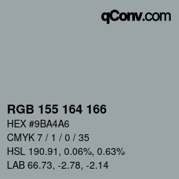 カラーコード: RGB 155 164 166 | qconv.com