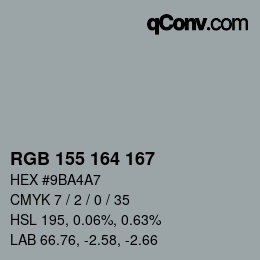 Color code: RGB 155 164 167 | qconv.com