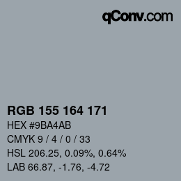 Color code: RGB 155 164 171 | qconv.com