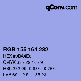 カラーコード: RGB 155 164 232 | qconv.com