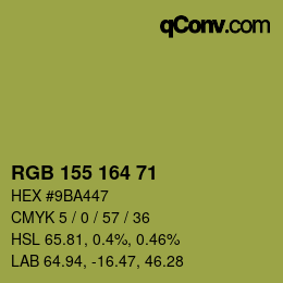 Color code: RGB 155 164 71 | qconv.com