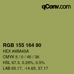 カラーコード: RGB 155 164 90 | qconv.com