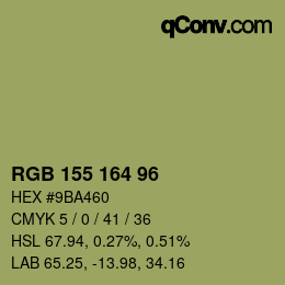 颜色代码: RGB 155 164 96 | qconv.com