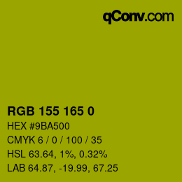 Color code: RGB 155 165 0 | qconv.com