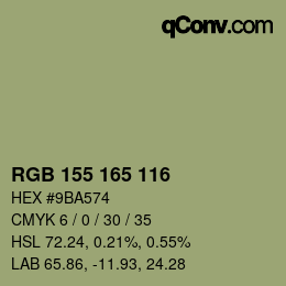 カラーコード: RGB 155 165 116 | qconv.com