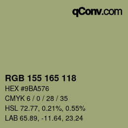 カラーコード: RGB 155 165 118 | qconv.com