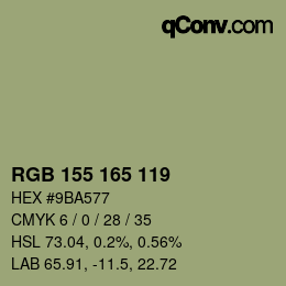 カラーコード: RGB 155 165 119 | qconv.com
