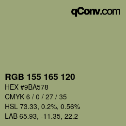 Color code: RGB 155 165 120 | qconv.com