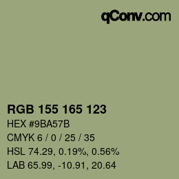 カラーコード: RGB 155 165 123 | qconv.com