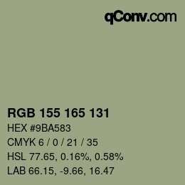 カラーコード: RGB 155 165 131 | qconv.com