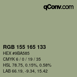 Color code: RGB 155 165 133 | qconv.com