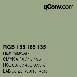 カラーコード: RGB 155 165 135 | qconv.com