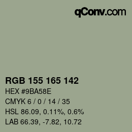 Color code: RGB 155 165 142 | qconv.com