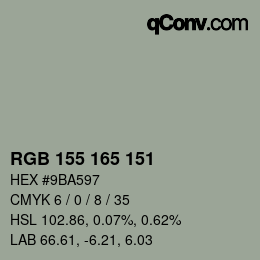 カラーコード: RGB 155 165 151 | qconv.com